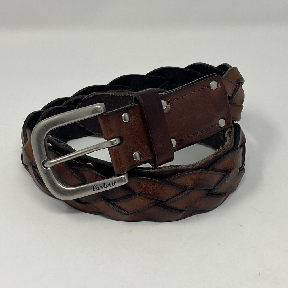 Carhartt braided leather belt brown 1.5 inch men large